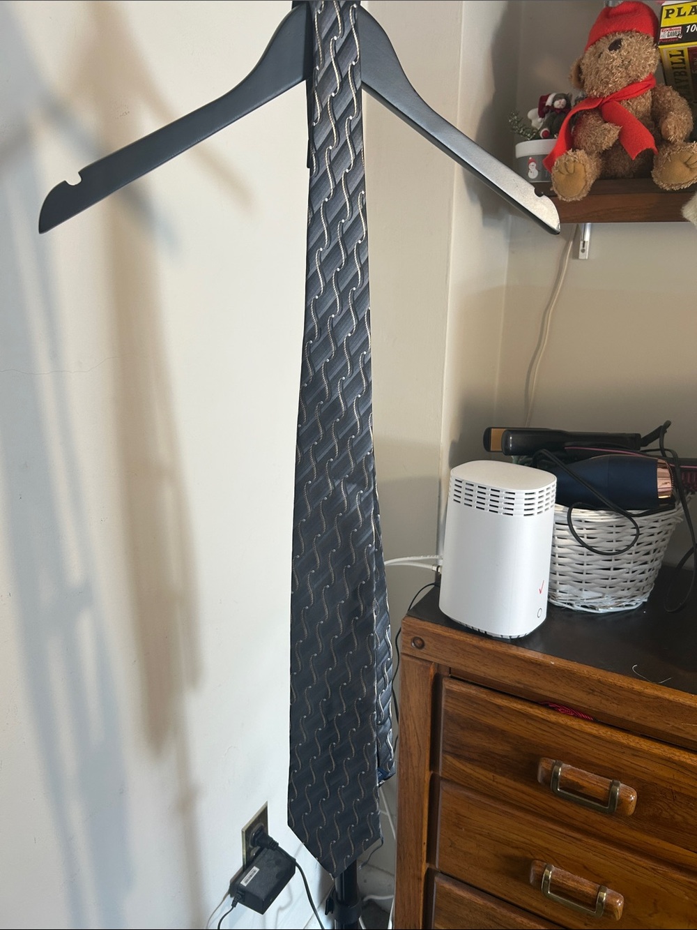 John Ashford Gray Geometric Pattern Men's Tie